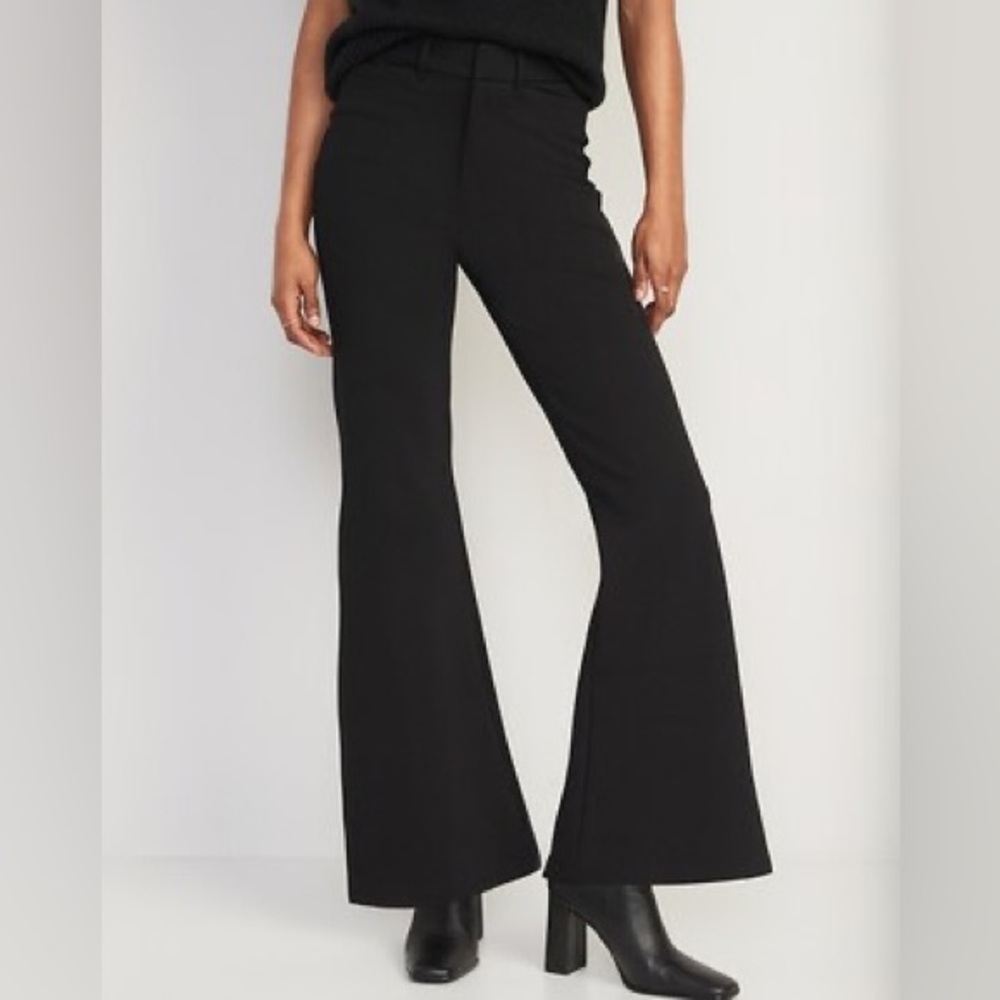 Old Navy black flare work trousers - plus 22 petite hemmed viscose